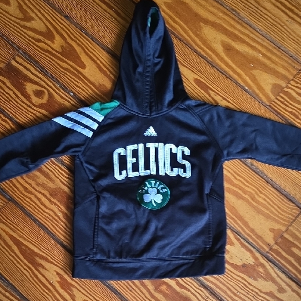 Adidas Kids Celtics Hoodie - Black with Green Accents Size Medium